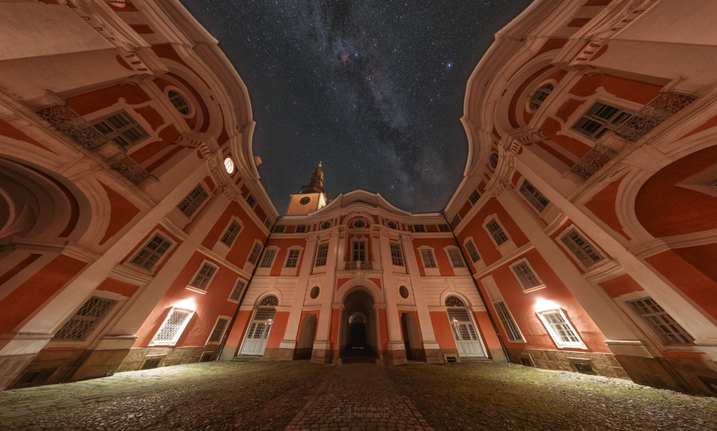 In the Broumov Monastery's courtyard