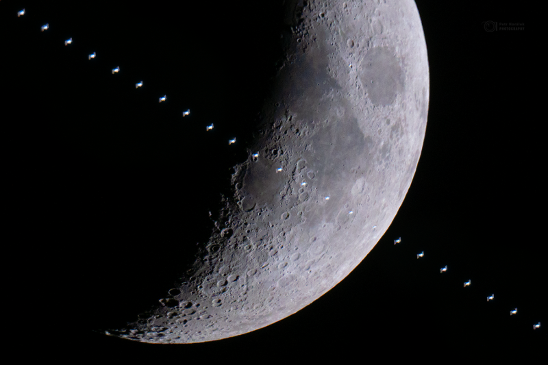 Space Station Crosses the Moon