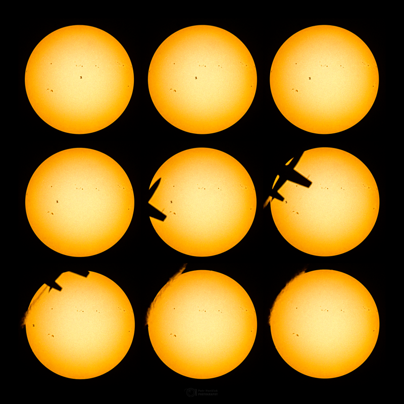 Sequence of images from central part of ISS transit to plane transit every 0,04s.
