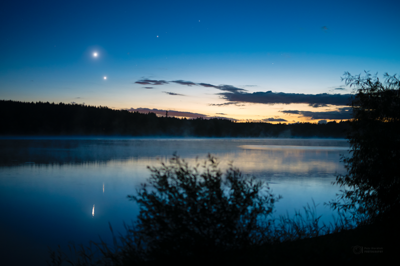 Venus-Jupiter pairing over Seč Lake on 11 June 2026
