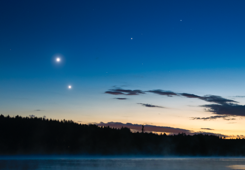 Venus-Jupiter pairing over Seč Lake on 11 June 2026