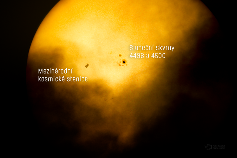 Space Station and Cloudy, Spotted Sun - Detail Annotated (CZ)