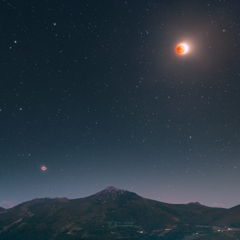 Eclipsed Moon, Helix, and Pyrenees - Detail Cut