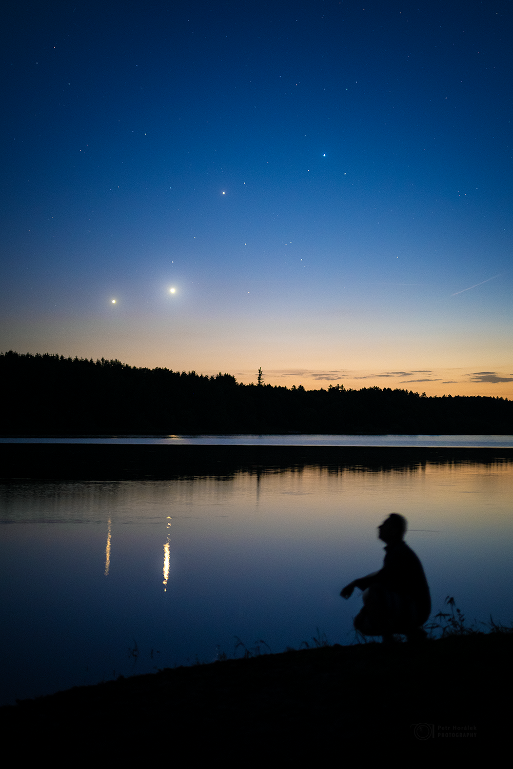 Venus and Jupiter Conjunction 2026 over Seč Lake