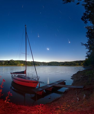 Perseidy, Venuše a Jupiter nad Sečí Perseidy, Venuše a Jupiter nad Sečí