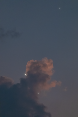 Moon, Venus and Jupiter conjuction on 22 February 2023 over Thoddoo Island.