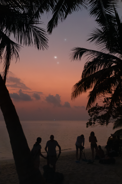 Moon, Venus and Jupiter conjuction on 22 February 2023 over Thoddoo Island.