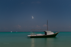 Conjuction of Venus and Jupiter on 1st March 2023 over Thoddo Island (annotated).Line of Venus and Jupiter on 1 March 2023 over Thoddo Island