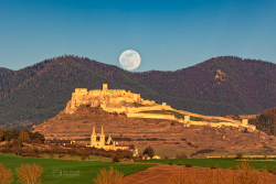 Pre-Easter Full Moon on 24 March 2024 rising over Spiš Castle and Chapter Pre-Easter Full Moon on 24 March 2024 rising over Spiš Castle and Chapter