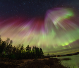 Strong Aurora Borealis over Lansjarv, Sweden, on 10th October 2026.