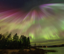 Strong Aurora Borealis over Lansjarv, Sweden, on 10th October 2026.