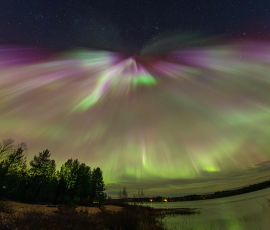Strong Aurora Borealis over Lansjarv, Sweden, on 10th October 2026.