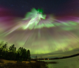 Strong Aurora Borealis over Lansjarv, Sweden, on 10th October 2026.
