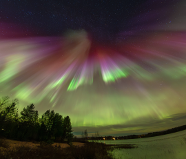 Strong Aurora Borealis over Lansjarv, Sweden, on 10th October 2026.