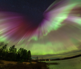 Strong Aurora Borealis over Lansjarv, Sweden, on 10th October 2026.