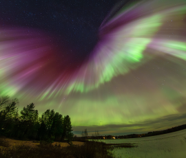 Strong Aurora Borealis over Lansjarv, Sweden, on 10th October 2026.