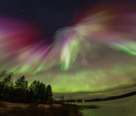 Strong Aurora Borealis over Lansjarv, Sweden, on 10th October 2026.