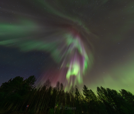 Strong Aurora Borealis over Lansjarv, Sweden, on 10th October 2026.
